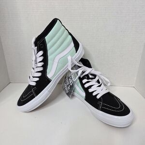Vans Skate Sk8-hi, Black and Mint, High-Top Sneakers, Womens Size 9, Mens 7.5